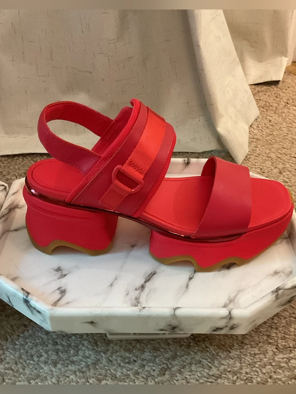Sorel Kinetic Impact Red Platform Sandal with Chunky Sole - Picture 8 of 8